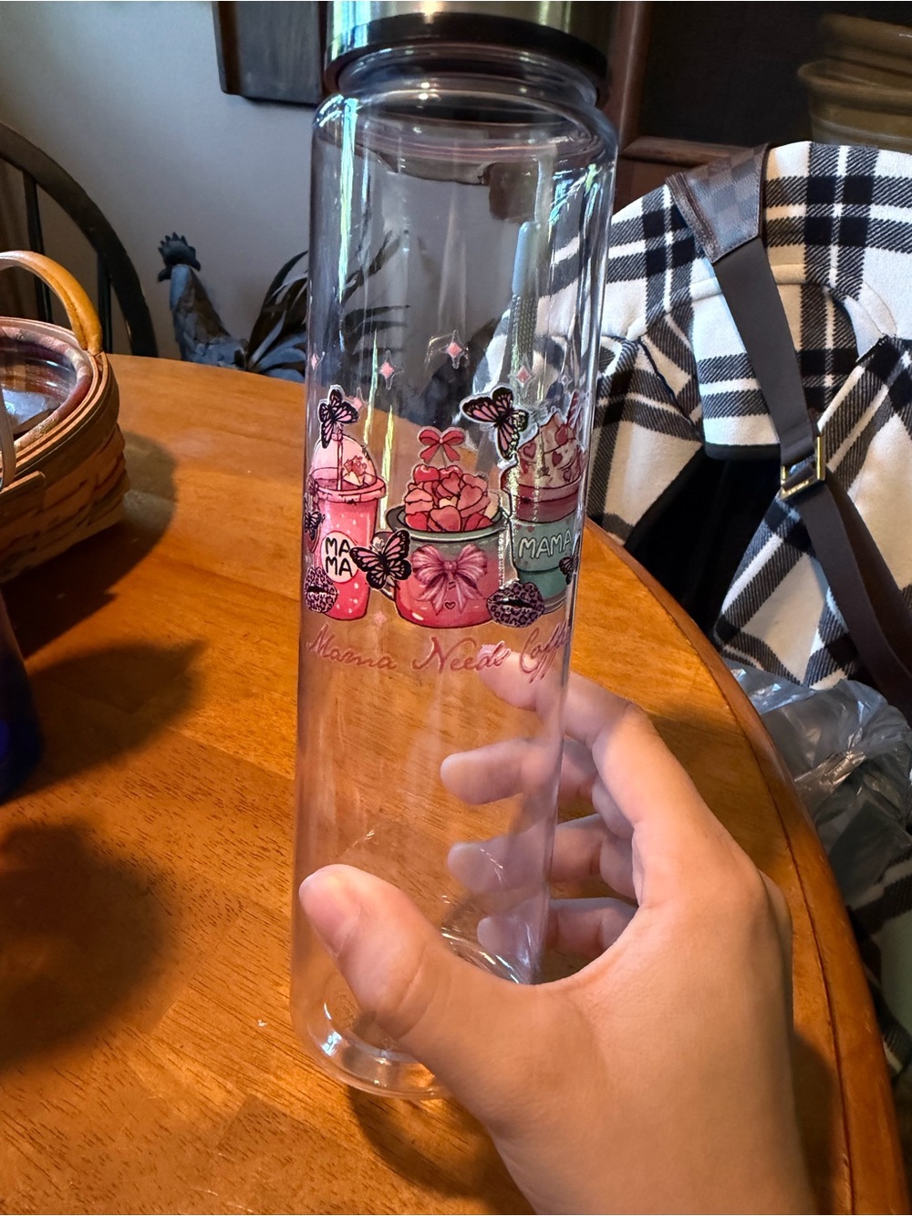 HANDMADE Clear Glass Water Bottle